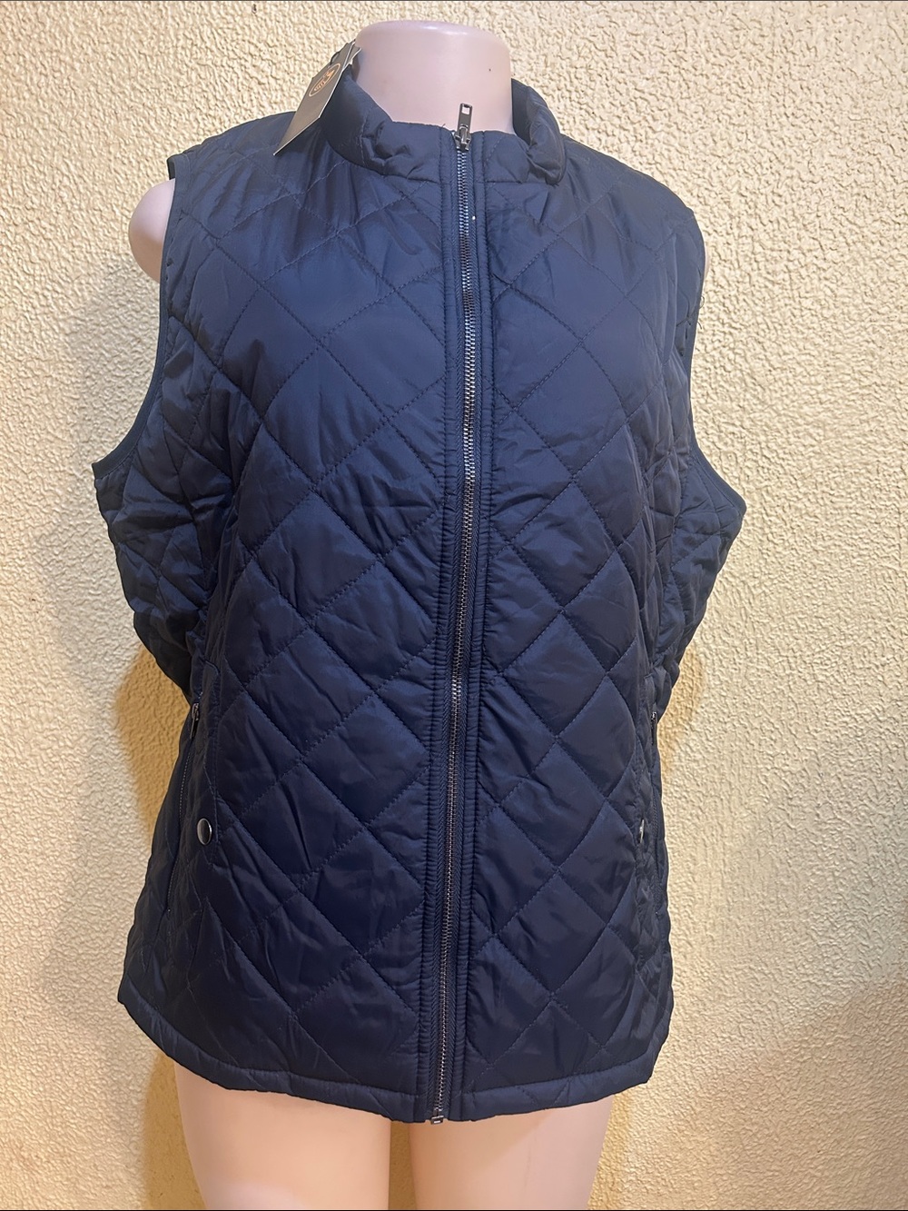 Women's Quilted Sleeveless Zip Vest - Navy